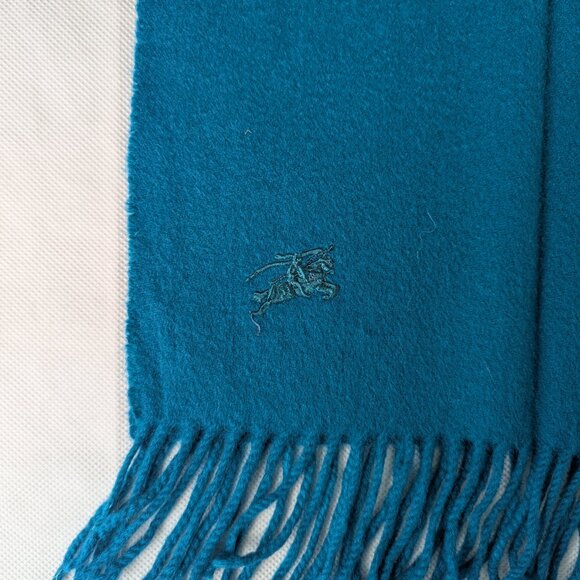 BURBERRY London Vintage Solid Knit 100% Cashmere Neck Warmer Blue SCARF - Picture 4 of 7